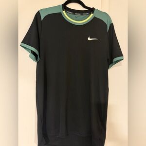 Nike Men's Black Tee with Green Accents
